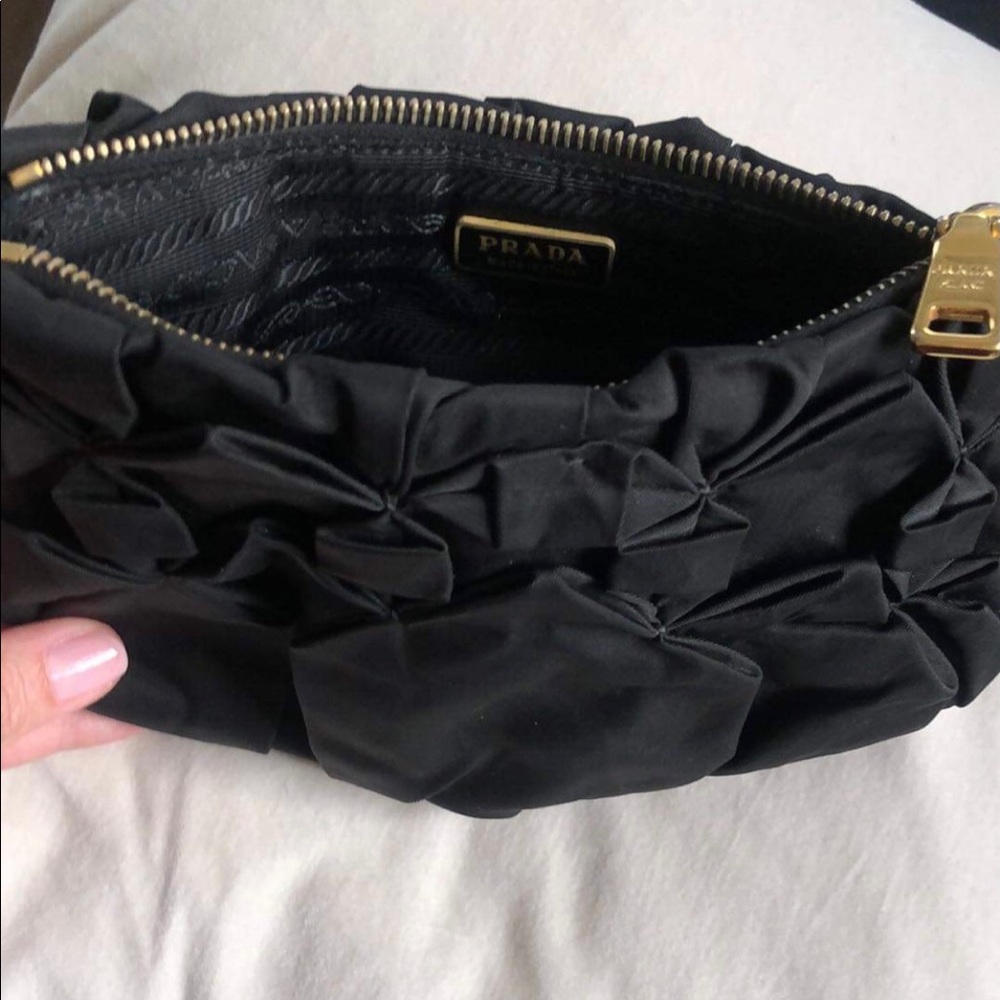 Prada quilted satin black clutch. - Picture 6 of 7